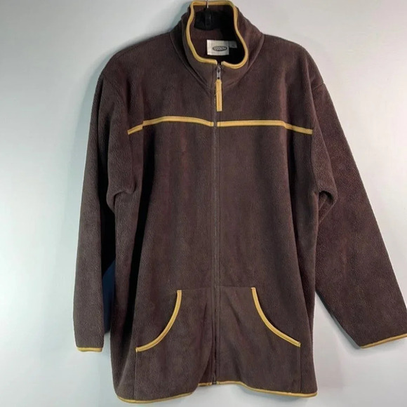 5/$25 STOOKER Fleece Zippered Jacket Dark Brown Contrast Trim Pockets 46 14 - Picture 11 of 11